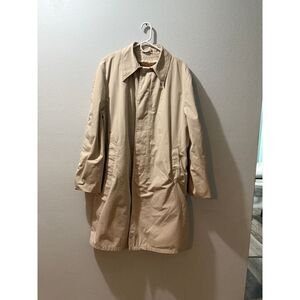 Atkinson Mens Tan Faux Fur Lined Trench Coat Size Large 44 Vintage NO FLAWS